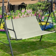Fnochy Swing Cover Chair Bench Replacement Cover, 2/3 Seat 600D Thickened Oxford Waterproof Swing Seat Cover for Outdoor Patio Garden Swing Chair (Beige, 54.33x19.69x19.69 Inch)